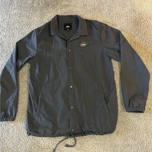 VANS Mens Canvas Coach Style Jacket Grey, Size Large